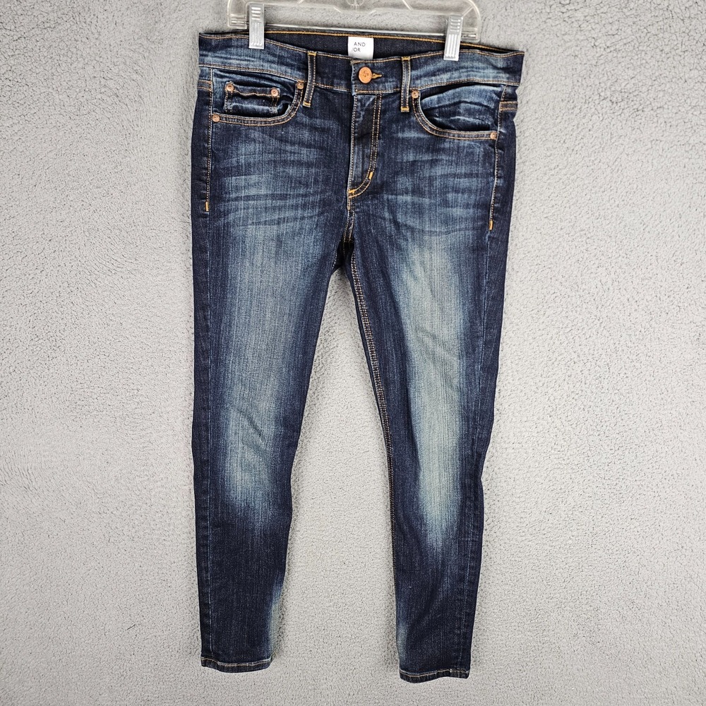 And/Or Avalon Ankle‎ Grazer Jeans Women 30 Denim Faded Slim Skinny Leg